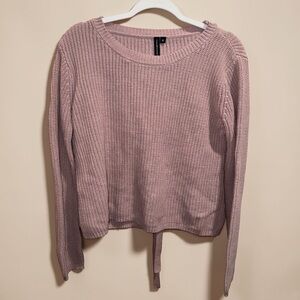 Moon & Madison Women Pink Knit Sweater Pullover with lace Up back Size Medium